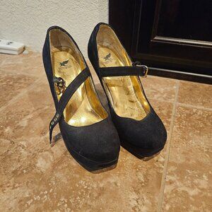 Micro suede platform heels